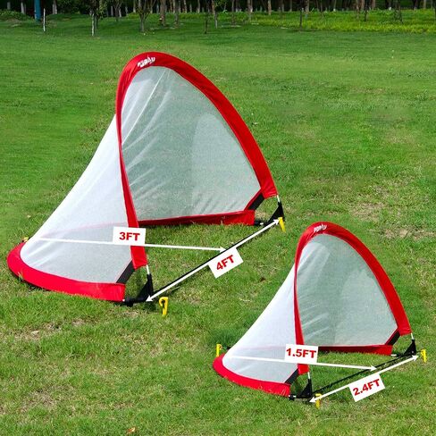 Poray Soccer Goal for Kid Easy-up Set of Two Portable Soccer Net 210D Oxford with 8 Field Marker Cones Extra Stakes Fun for Backyard and Soccer Training in Kuwait