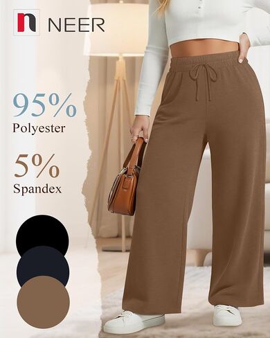 Neer 3 Pack Women's Plus Size Wide Leg ، سراويل صالة مرنة مع الجيوب الرباطية غير الرسمية PJ اليوغا. in Saudi Arabia