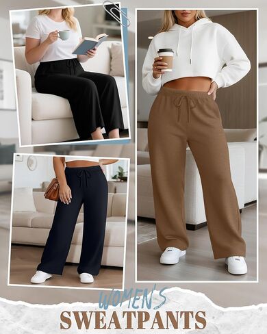 Neer 3 Pack Women's Plus Size Wide Leg ، سراويل صالة مرنة مع الجيوب الرباطية غير الرسمية PJ اليوغا. in Saudi Arabia