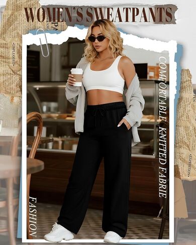 Neer 3 Pack Women's Plus Size Wide Leg ، سراويل صالة مرنة مع الجيوب الرباطية غير الرسمية PJ اليوغا. in Saudi Arabia