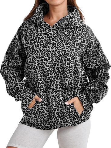 إمرأة كامو هوديس مابل ليف طباعة المتضخم قناع السترة قميص الصوف كم طويل كامو البلوز مع جيب in Kuwait