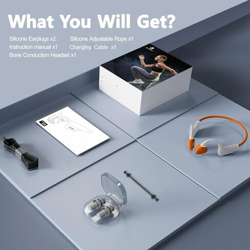 سماعات توصيل العظام البرية 5 ، سماعات سماعات سباحة IP68 مقاومة للماء ذاكرة MP3 MP3 32G ، Bluetooth 5.4 ، مادة السيليكون السائل للركض ، المشي لمسافات طويلة واكتشاف البرية in Kuwait