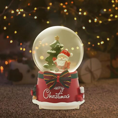 Christmas Snow Globe Lantern Musical, Snow Globes Christmas with Music, Glitter Snowflakes icicles Lighted Santa Claus Decorative Lantern, Xmas Decor Gift for Adult Girls Women in Saudi Arabia