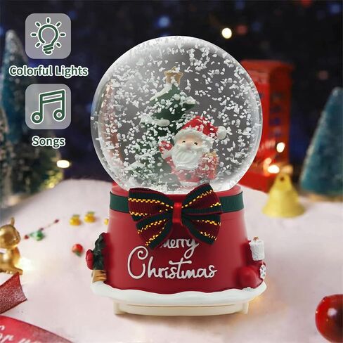 Christmas Snow Globe Lantern Musical, Snow Globes Christmas with Music, Glitter Snowflakes icicles Lighted Santa Claus Decorative Lantern, Xmas Decor Gift for Adult Girls Women in Saudi Arabia
