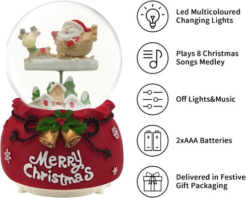 Christmas Snow Globe Lantern Musical, Snow Globes Christmas with Music, Glitter Snowflakes icicles Lighted Santa Claus Decorative Lantern, Xmas Decor Gift for Adult Girls Women in Saudi Arabia