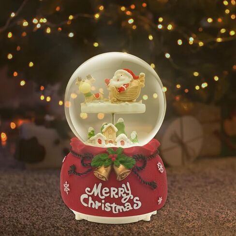 Christmas Snow Globe Lantern Musical, Snow Globes Christmas with Music, Glitter Snowflakes icicles Lighted Santa Claus Decorative Lantern, Xmas Decor Gift for Adult Girls Women in Saudi Arabia