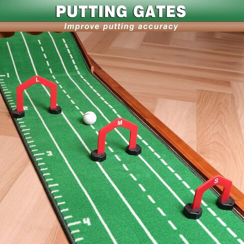 CHAMPKEY Premium Wooden Golf Mat with 3 Putting Gates - Realistic Putting Surface Simulates Green - Improve Accuracy in Saudi Arabia