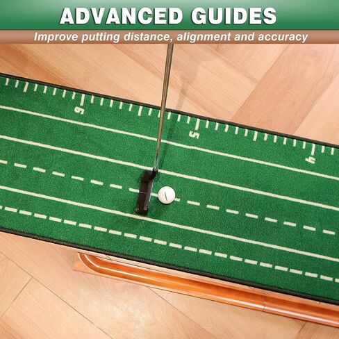 CHAMPKEY Premium Wooden Golf Mat with 3 Putting Gates - Realistic Putting Surface Simulates Green - Improve Accuracy in Saudi Arabia