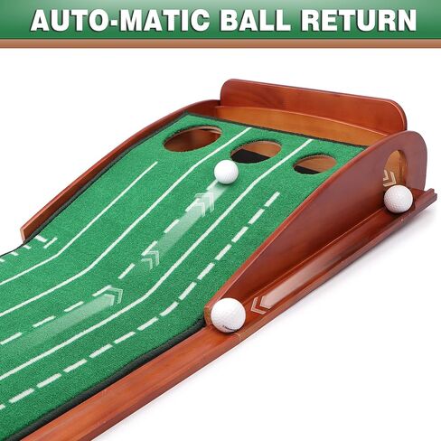 CHAMPKEY Premium Wooden Golf Mat with 3 Putting Gates - Realistic Putting Surface Simulates Green - Improve Accuracy in Saudi Arabia