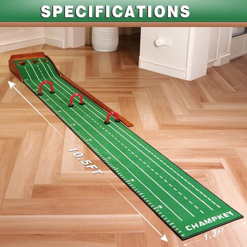 CHAMPKEY Premium Wooden Golf Mat with 3 Putting Gates - Realistic Putting Surface Simulates Green - Improve Accuracy in Saudi Arabia