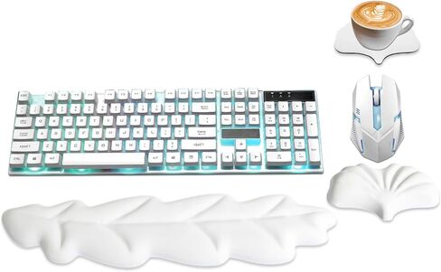 راحة معصم لوحة المفاتيح المريحة ، وورقة PU Leather Memory Foam Foam Support للوحة مفاتيح الكمبيوتر ، وسادة لوحة المفاتيح ، ووسادة معصم الماوس اللطيفة للألعاب ، والمكتب ، والكمبيوتر ، وتخفيف الآلام ، والباستيل الأخضر in Kuwait