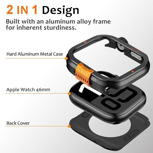 Amizee Metal Case متوافق مع Apple Watch Ultra 2/Ultra 49mm مع الغطاء الخلفي ، وغطاء الوفير الوعرة لـ IWatch 49mm ، التيتانيوم in Kuwait