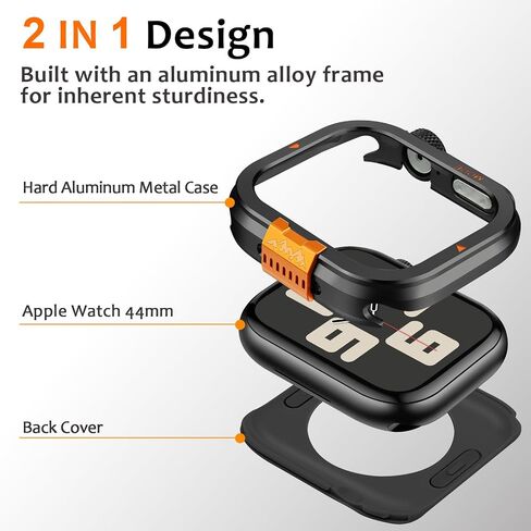 Amizee Metal Case متوافق مع Apple Watch Ultra 2/Ultra 49mm مع الغطاء الخلفي ، وغطاء الوفير الوعرة لـ IWatch 49mm ، التيتانيوم in Kuwait