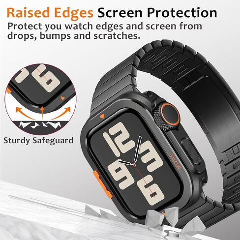 Amizee Metal Case متوافق مع Apple Watch Ultra 2/Ultra 49mm مع الغطاء الخلفي ، وغطاء الوفير الوعرة لـ IWatch 49mm ، التيتانيوم in Kuwait