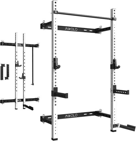 Mikolo 2 "× 2" رف القرفصاء القابل للطي مثبتة على الحائط ، رف طاقة 1000 رطل مع شريط السحب ، والسنانير J والمرفقات الأخرى ، صالة الألعاب الرياضية لتوفير الفضاء in Kuwait