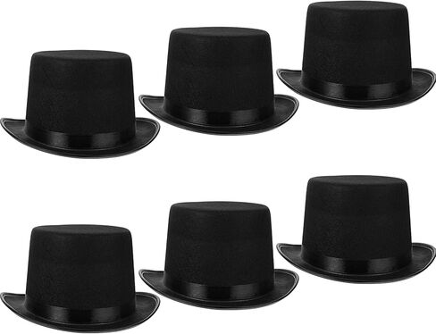 SATINIOR 12 Pcs Black Felt Magician Hats Bulk Costume Bowler Hats for Men Kids Women DIY Halloween Cosplay Party Supplies (Classic) in Kuwait