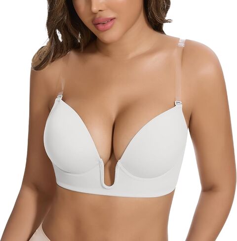 JOYSHAPER Plunge Bras for Women Backless Push Up Bras Low Cut Padded Bras Shaper Convertible with Clear Straps Dress Bra in Saudi Arabia