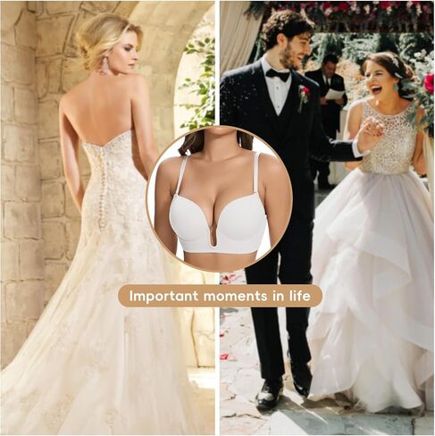 JOYSHAPER Plunge Bras for Women Backless Push Up Bras Low Cut Padded Bras Shaper Convertible with Clear Straps Dress Bra in Saudi Arabia