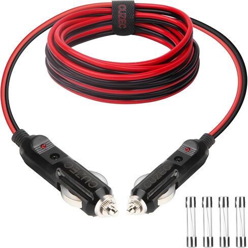 Cuzec Heavy-Duty 15a 4.9ft / 1.5m 16 AWG ذكر إلى سلك شاحن سجائر ولاعة من الذكور مع مؤشر LED وحماية الصمامات 15A على كلا المقابس (CU10140B) in Kuwait