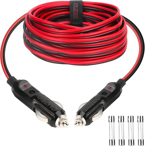 CUZEC Heavy-Duty 15A 4.9ft / 1.5m 16 AWG Male to Male Cigarette Lighter Plug Charger Cord with LED Indicator and 15A Fuse Protection on Both Plugs (CU10140B) in Saudi Arabia