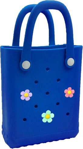 Mini Rubber Beach Tote Bag, 6.5x8.0x3.1 inches, Small Waterproof Beach Bag with Random Charms for Girls (Light Purple) in Saudi Arabia
