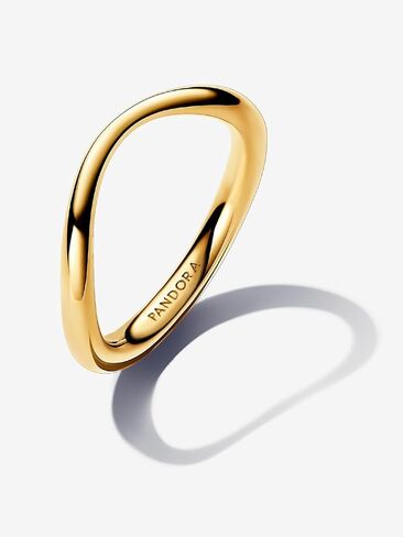 Pandora Essence حلقة الفرقة على شكل عضوي - حلقة مطلية بالذهب 14K - هدية للنساء - تشمل صندوق هدايا in Saudi Arabia