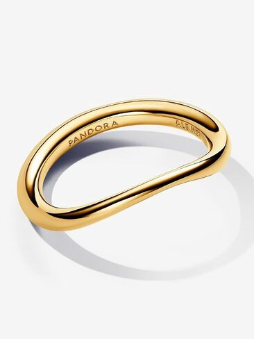 Pandora Essence حلقة الفرقة على شكل عضوي - حلقة مطلية بالذهب 14K - هدية للنساء - تشمل صندوق هدايا in Saudi Arabia