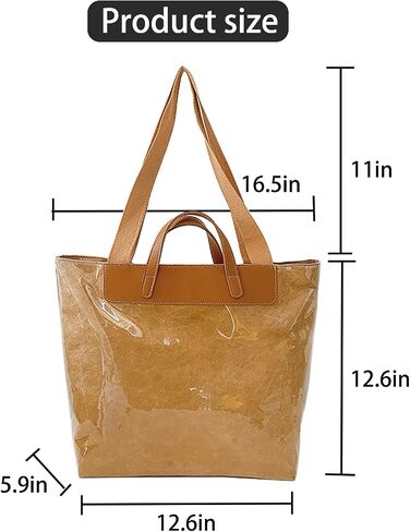 PVC Clear Tote Bag for Women, Large Plastic Tote Beach Bag, Kraft Paper Hobo Handbag Purse with Top Handle in Saudi Arabia
