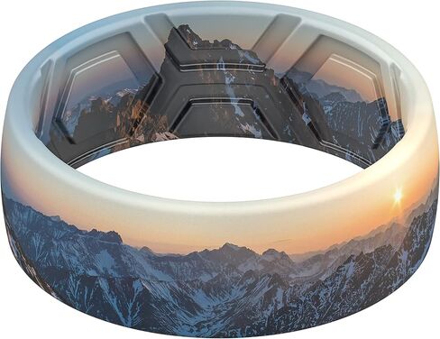 ThunderFit Silicone Wedding Ring for Men, Printed Design 8.1mm Wide 2mm Thick (Green Camo - Size 8-8.5 (18.60mm)) in Saudi Arabia
