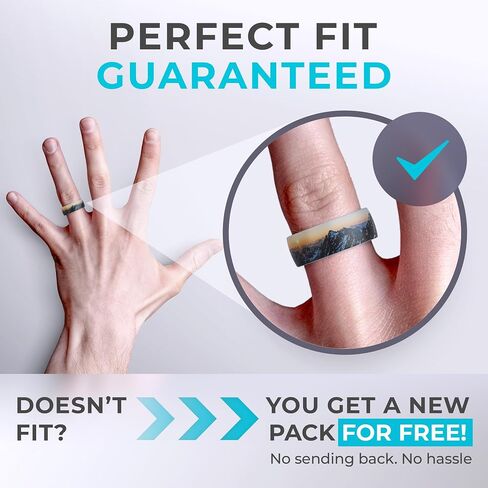 ThunderFit Silicone Wedding Ring for Men, Printed Design 8.1mm Wide 2mm Thick (Green Camo - Size 8-8.5 (18.60mm)) in Saudi Arabia