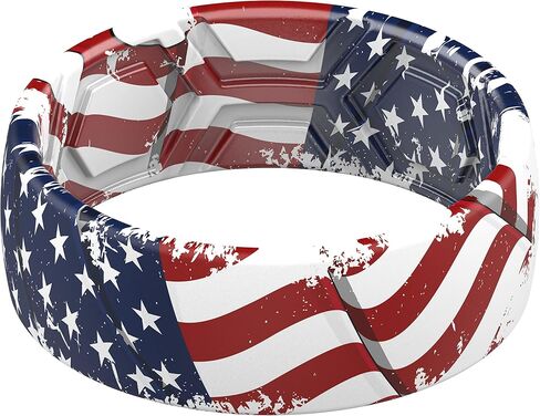 ThunderFit Silicone Wedding Ring for Men, Printed Design 8.1mm Wide 2mm Thick (Green Camo - Size 8-8.5 (18.60mm)) in Saudi Arabia