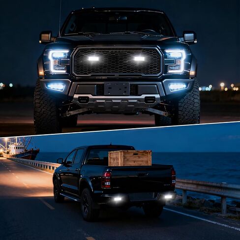 Flush Mount Led Pod Lights,7.5 inch Trailer Tail Lights,Brake Turn Signal Side Marker Lights,Reverse Lights,Surface Mount Clearance Lights of Truck Tractor Pickup (Amber Red-2Pcs) in Saudi Arabia
