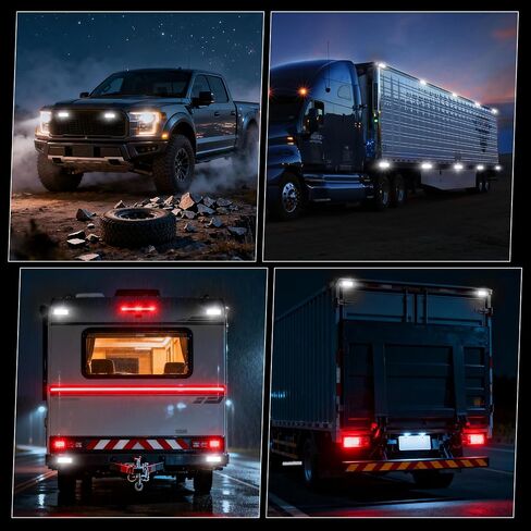 Flush Mount Led Pod Lights,7.5 inch Trailer Tail Lights,Brake Turn Signal Side Marker Lights,Reverse Lights,Surface Mount Clearance Lights of Truck Tractor Pickup (Amber Red-2Pcs) in Saudi Arabia