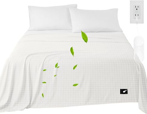 Organic Grounding Sheet 10% Silver for Bed Sleeping Therapy with Connection Cord,Grounding Sheets with Grounding Cord (White, 39 * 80 inch/Twin XL) in Saudi Arabia