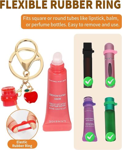 Chapstick Holder Key Chain - 3 Pack Keychain with 9 Rubber Rings, Purse Charms Keychain Wristlet Wallet Accessories in Saudi Arabia