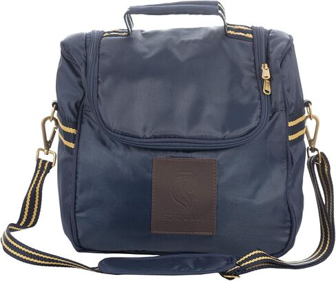 Equinavia Darby Zip Top Fearstrian Fearserian Horse Grooming Bag مع حزام الكتف | 6.5 "× 11" × 13 " - أسود/فضي - حجم واحد in Kuwait