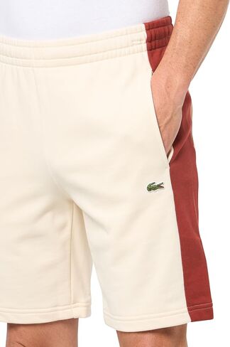 Lacoste Men's Regular Fit Colorblock Shorts, Off White, Maroon, & Clay, XX-Large in Saudi Arabia
