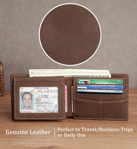 Slim RFID Wallet for Men Business Travel - Full Grain Leather Bifold | 8 Card Slots & Dual Currency Pockets | Front Pocket Design (4.5x3.5in) with Gift Box Black in Saudi Arabia