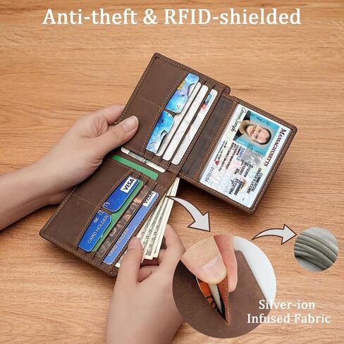 Slim RFID Wallet for Men Business Travel - Full Grain Leather Bifold | 8 Card Slots & Dual Currency Pockets | Front Pocket Design (4.5x3.5in) with Gift Box Black in Saudi Arabia