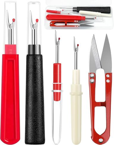 FIVEIZERO Seam Rippers for Sewing – 2 Big and 2 Small Stitch Remover Tools, Thread Ripper, Embroidery Removal Tool, with Needle Threaders, Thimbles, Tape Measure, Tailors Awl and Thread Snips in Saudi Arabia