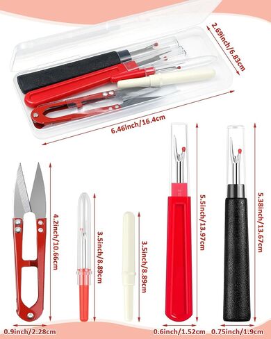 FIVEIZERO Seam Rippers for Sewing – 2 Big and 2 Small Stitch Remover Tools, Thread Ripper, Embroidery Removal Tool, with Needle Threaders, Thimbles, Tape Measure, Tailors Awl and Thread Snips in Saudi Arabia