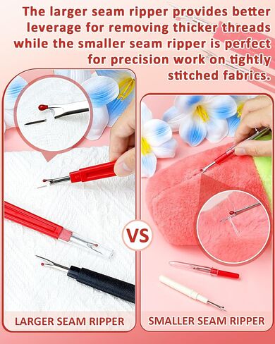 FIVEIZERO Seam Rippers for Sewing – 2 Big and 2 Small Stitch Remover Tools, Thread Ripper, Embroidery Removal Tool, with Needle Threaders, Thimbles, Tape Measure, Tailors Awl and Thread Snips in Saudi Arabia