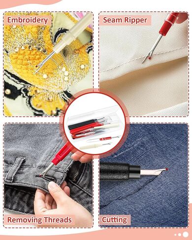 FIVEIZERO Seam Rippers for Sewing – 2 Big and 2 Small Stitch Remover Tools, Thread Ripper, Embroidery Removal Tool, with Needle Threaders, Thimbles, Tape Measure, Tailors Awl and Thread Snips in Saudi Arabia