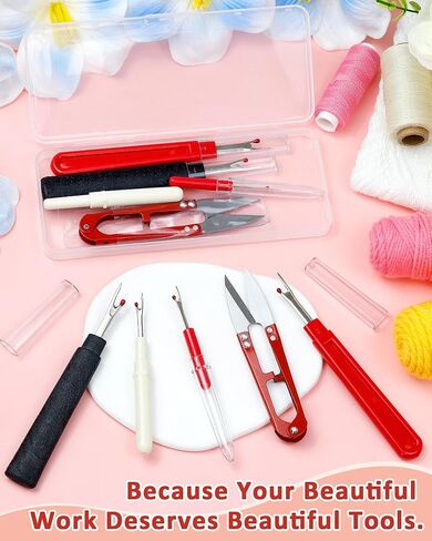 FIVEIZERO Seam Rippers for Sewing – 2 Big and 2 Small Stitch Remover Tools, Thread Ripper, Embroidery Removal Tool, with Needle Threaders, Thimbles, Tape Measure, Tailors Awl and Thread Snips in Saudi Arabia