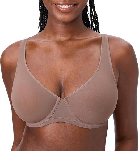DELIMIRA Women's Cosnufy Balconette Bra Sheer Mesh Plus Size Unlined See Through Underwire Bras in Saudi Arabia