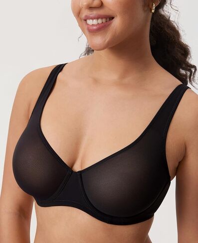 Delimira Women's Cosnufy Balconette Bra Sheer Mesh Plus size alvin in Saudi Arabia