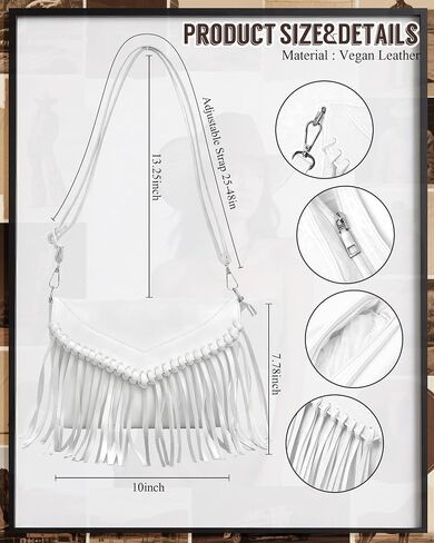 3 Pcs Western Cowgirl Outfit Accessories Set for Women, PU Leather Crossbody Tassel Purse Cowboy Hat Belt with Vintage Style Black in Saudi Arabia