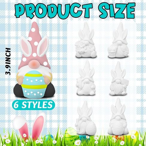 Poen 6 Sets Ready to Paint Your Own Valentine's Day Gnome DIY Unpainted Ceramics Gnome Figurines Kit Drawing Valentine's Day Figurines DIY Art and Craft with Brush Palette Paint Decor Gifts in Kuwait