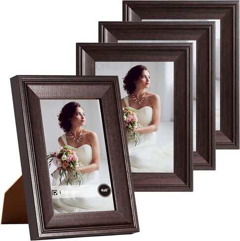 8x10 Picture Frame Set of 4, Brown Rustic Vintage Photo Frame with Real Glass, 8 x 10 Frames for Wall Mount and Tabletop Display in Kuwait