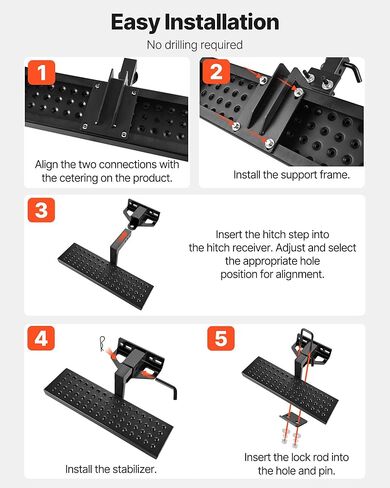 VEVOR Hitch Step لجهاز استقبال 2 بوصة، هيكل فولاذي قوي بسعة تحميل 350 رطل، واقي واقي من الصدمات الخلفي مع قفل دبوس ومثبت، مناسب عالمي للشاحنة، وسيارات الدفع الرباعي، والبيك أب، والمقطورة in Kuwait